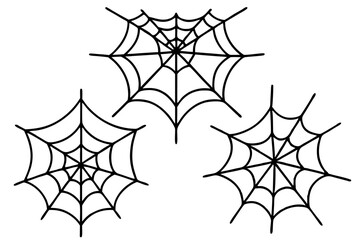 Set of spider web outline vector, Halloween scary elements, Spider icon set