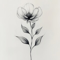 Minimalist Hand-Drawn Flower with Slender Petals