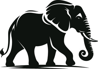 Black elephant silhouettes vector on a white background