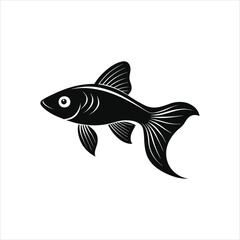 Guppy fish silhouette vector illustration. isolated on white background