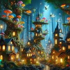 Obraz premium Enchanted Forest Cityscape.