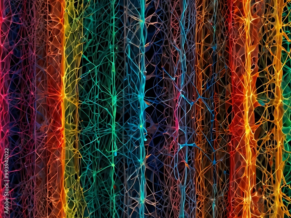 Aufkleber visualization of intelligence through colorful neural networks.