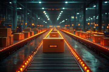Conveyor Belt System in a Warehouse Setting