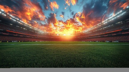 Vast Stadium Field with Ample Copy Space for Sports Promotions