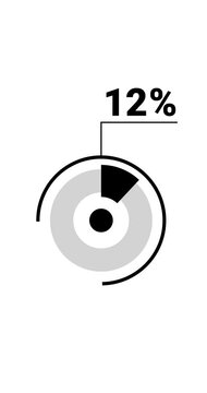 12 percent vertical donut chart. Circle round infographic, graphic animation for mobile social media and tv.