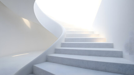 Abstract 3d white stair in daylight, bright