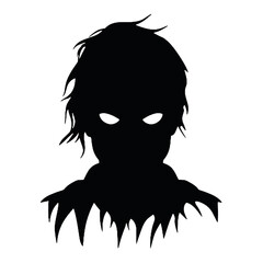 Deformed Horror Face Silhouette Vector Illustration Transparent Background