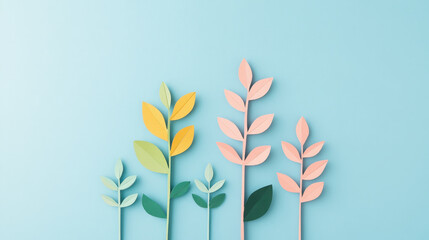 Vibrant Paper Cut Illustration of Growing Plants