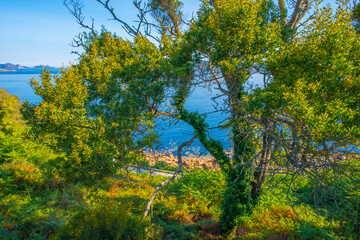 Wild shores with beaches, rocks and cliffs along the coast of northern Spain, September, 2024