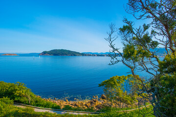 Obraz premium Wild shores with beaches, rocks and cliffs along the coast of northern Spain, September, 2024