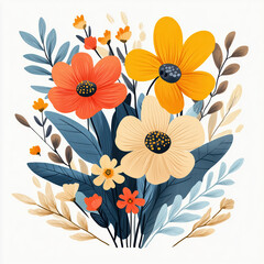 an autumn / fall bouquet arrangement with typical seasonal flowers, leaves, and dried grasses