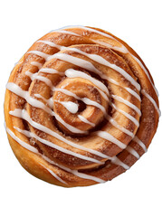 A delicious cinnamon roll adorned with a generous layer of icing, highlighting its soft texture and rich flavor.