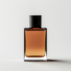 A stylish perfume bottle set on a pristine white background, showcasing its elegant shape and luxurious appeal.