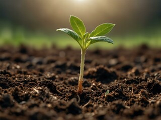 Young plant sprouting from the soil.