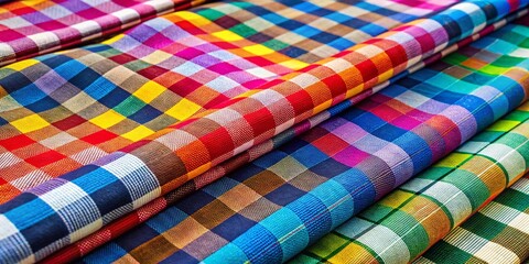 Colorful Checkered Fabric in Various Patterns Ideal for Fashion, Home Decor, or Craft Projects