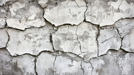 Obraz premium Cracked and peeling white plaster wall texture with urban character for backgrounds