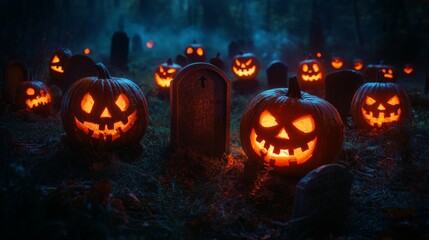 Spooky Halloween treasure hunt in an American village eerie clues hidden behind gravestones