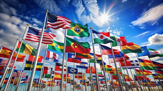 Colorful Collection of Country Flags Icons Representing Global Diversity and National Identity Symbols