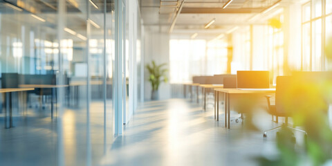 Obraz premium Modern office interior with natural light and glass walls for business activities