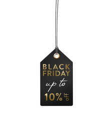 Drop Tag (10 %off)  Black Friday on transparent alpha channel background. 4K. Drag and drop. Perfectly suited for projects about sales, discounts, promotions, and Black Friday.