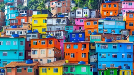 Vibrant Multicolored Neighborhood with Building Facades