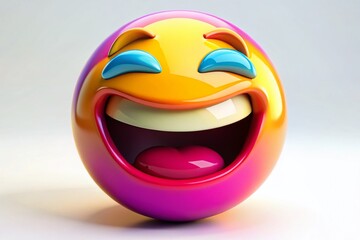 Colorful Emoji Meme Face Expressing Joy and Laughter Perfect for Social Media and Digital Content