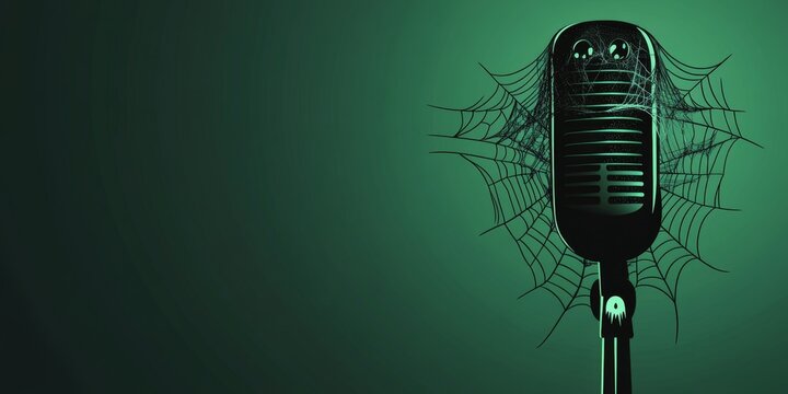 Join the spooky fun at the Halloween karaoke party with a haunted microphone and eerie decorations