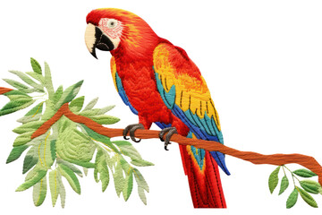 PNG  Parrot in embroidery style animal bird creativity.