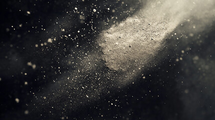 Obraz premium Golden flour powder explosion on dark backdrop 