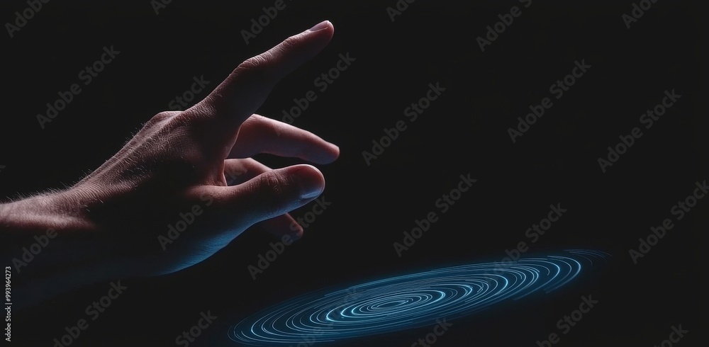 Poster Hand in suit with HUD interface using Stock Machine Learning Business Internet Technology.