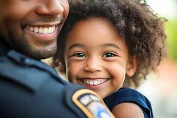 Child hugging police officer