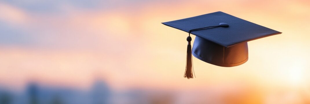 The sky with black graduation caps. Congratulations to the graduates.