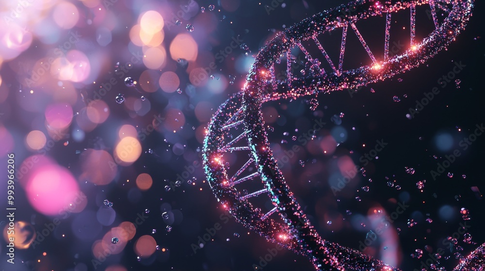 Fototapete the structure of human cells is illuminated by the structure of the dna helix. this information is a