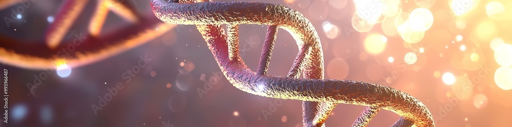 Poster it depicts a luminescent dna double helix beneath a vibrant bokeh background, which represents biote