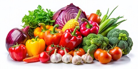 Colorful Graphic Vegetables on a White Background for Creative Culinary and Health Concepts Design