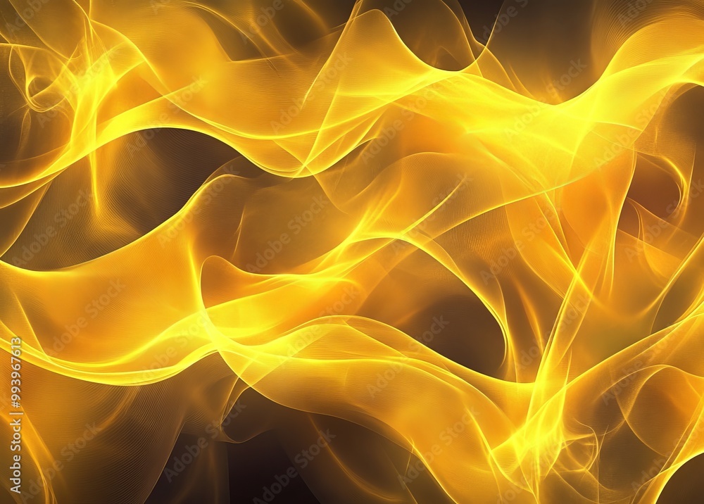 Canvas Prints Smoke abstract on black background with fire design in yellow