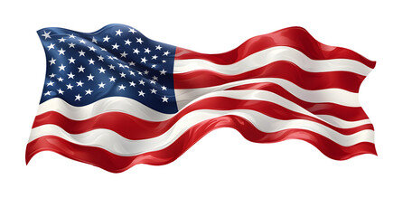Obraz premium Wavy American Flag Isolated on Transparent Background, Patriotic Design