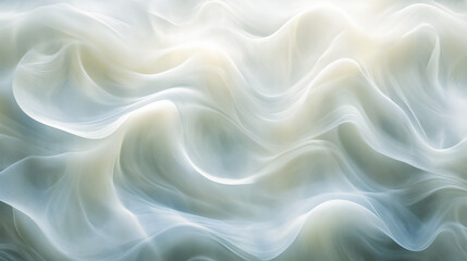 Obraz premium Dreamy fluid abstract texture with soft white and pale yellow waves for serene backgrounds