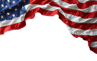 Wavy American Flag Isolated on Transparent Background, Patriotic Design