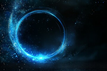 Obraz premium A neon background with luminous swirling, a shining spiral cover, black elegant. Sparks particles, a space tunnel and glimmering glitter. An abstract 3D illustration of neon background with luminous