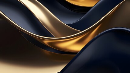 Gold and navy blue waves abstract luxury background for copy space text. Golden colors curve the backdrop. Modern technology futuristic background striped lines.