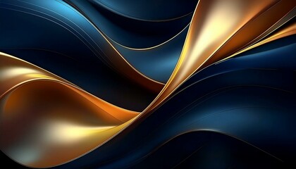 Gold and navy blue waves abstract luxury background for copy space text. Golden colors curve the backdrop. Modern technology futuristic background striped lines.