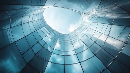 Obraz premium Skyscraper of office building with curve glass window
