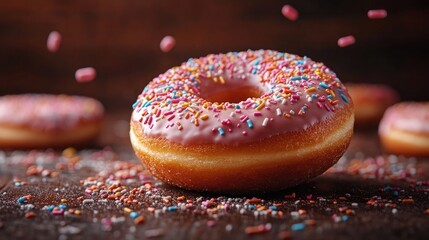 Delicious Chocolate Donut with Sprinkles on a Playful Background for Sweet Treat Promotions
