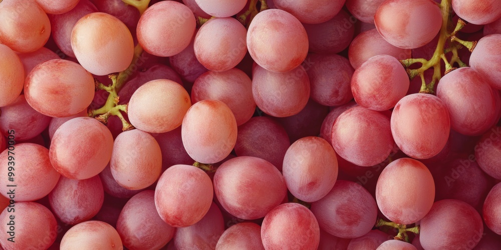 Poster a close-up view of fresh red grapes. these juicy fruits are perfect for snacking or adding to your f