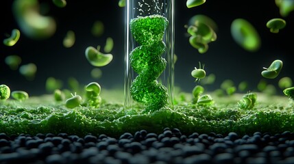 Green Spirals in a Science Experiment Background