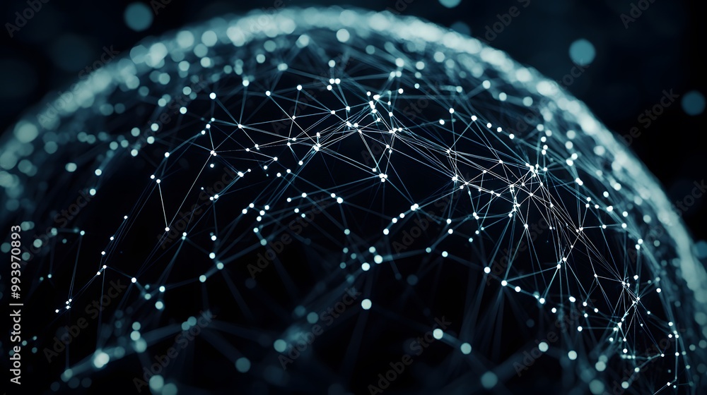Poster abstract representation of a network with interconnected nodes