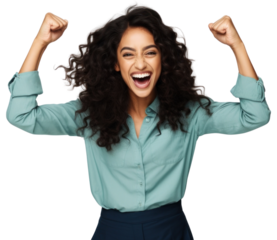 PNG Make-up South east asian woman laughing success.