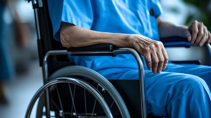 Obraz premium Disabled Person in Wheelchair Enjoying Outdoor Nature Landscape