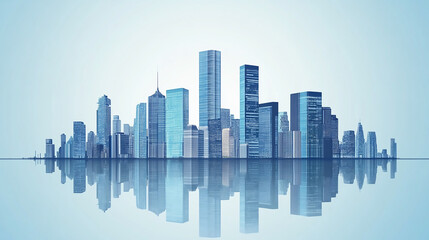 Fototapeta premium A futuristic skyscraper with a sleek, reflective glass facade rising against a clear blue sky, showcasing modern urban architecture 